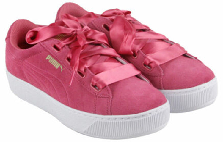 (WMNS) PUMA Platform Ribbon Low Tops Thick Sole Skateboarding Shoes Pink Red 364979-02