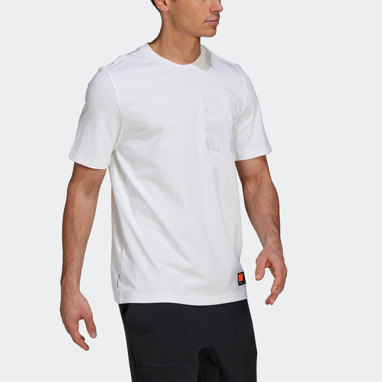 adidas M Pocket Tee Chest Pocket Sports Round Neck Short Sleeve White GP9649