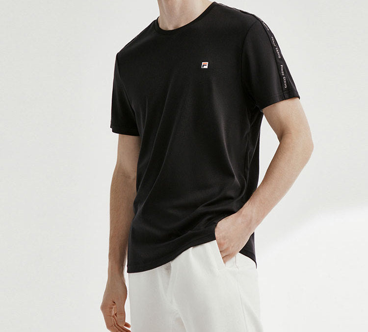 FILA Solid Color Minimalistic Logo Embroidered Short Sleeve Black F11M028136F-BK