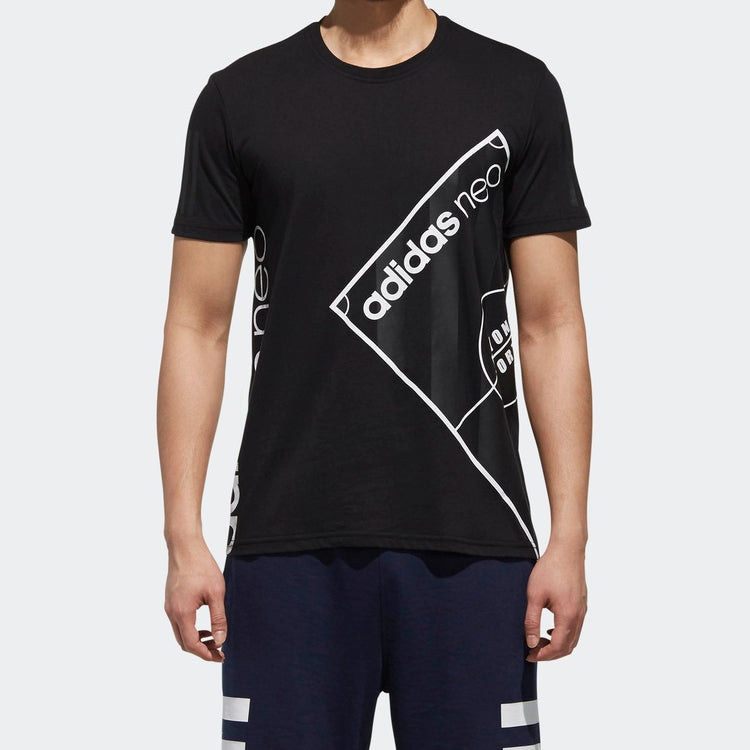 adidas neo Basketball Printing Round Neck Pullover Short Sleeve Black DM2179