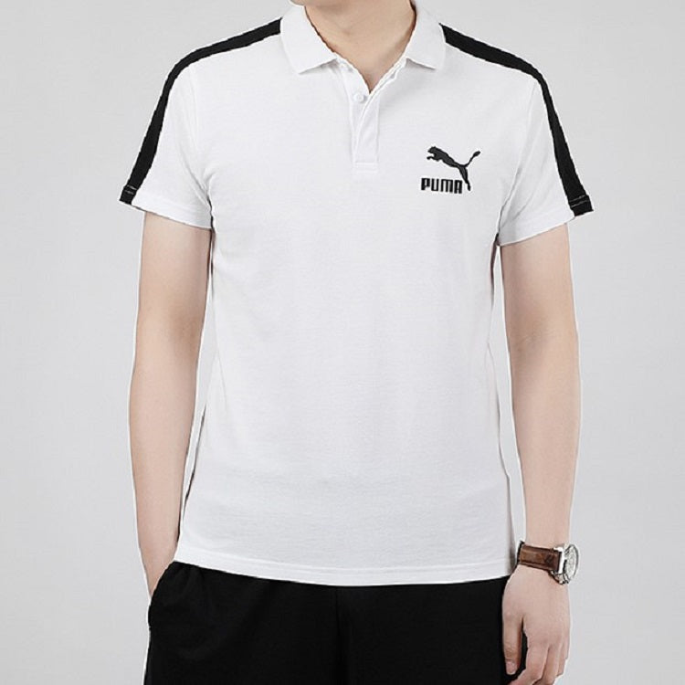 PUMA Iconic T7 Polo Shirt 'White Black' 598250-02