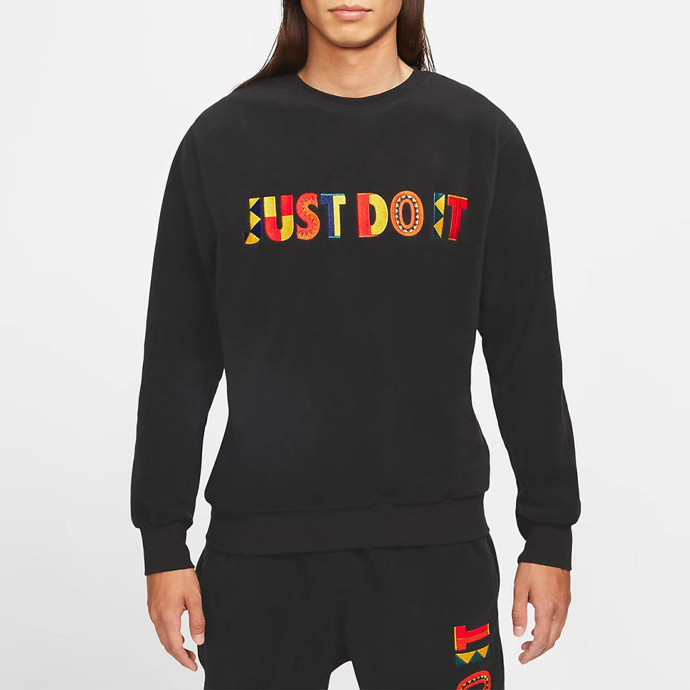 Nike Round Neck Multi-Color Embroidered logo Pullover Black CW1679-010
