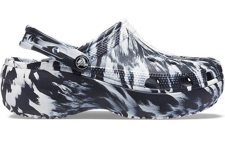 (WMNS) Crocs Classic Platform Marbled Clog 'Black White' 207176-066