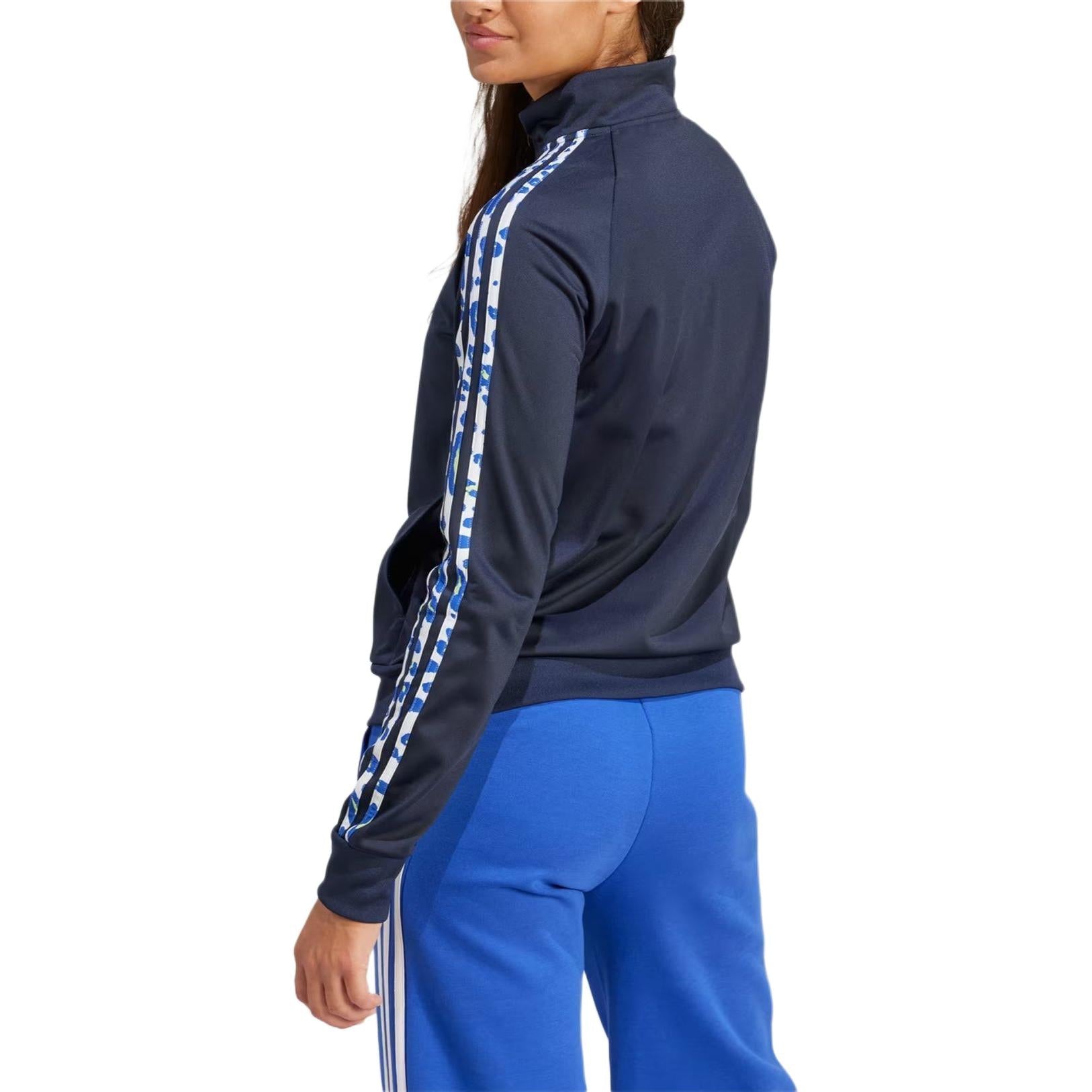 (WMNS) adidas Essentials Animal Print Tricot 3-Stripes Track Jacket Asia Sizing 'Navy' IR9320