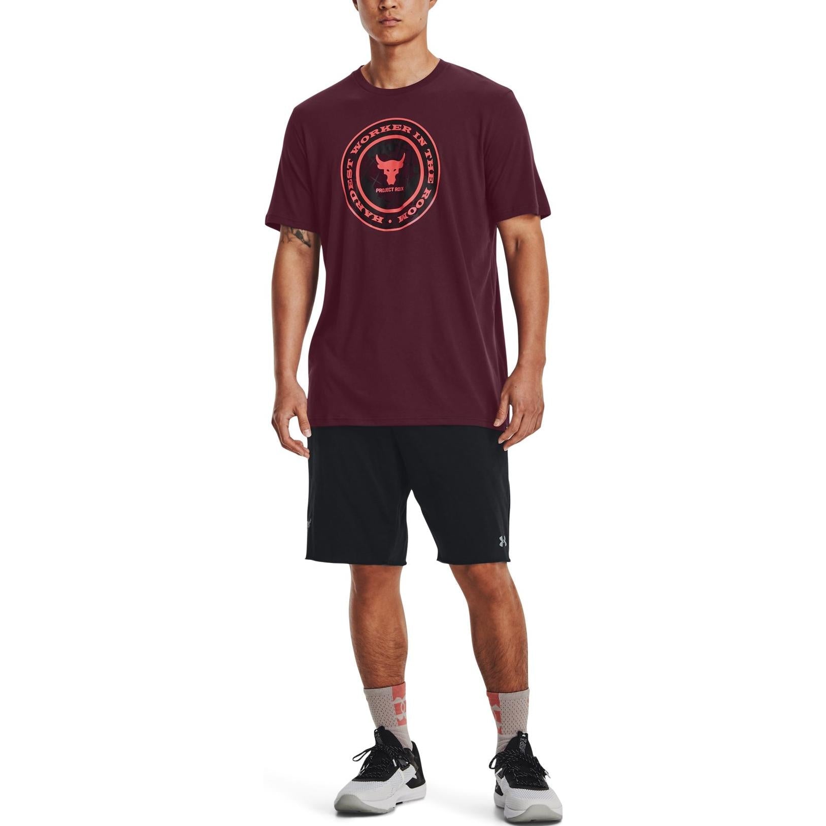 Under Armour Project Rock Globe T-shirt 'Burgundy' 1373746-600