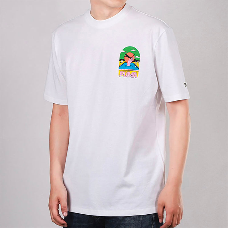 PUMA Printing Round Neck Short Sleeve White 599181-02