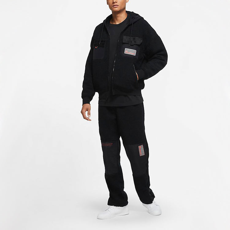 Air Jordan 23 Drawstring polar fleece Splicing Casual Sports Long Pants Black CV1099-010