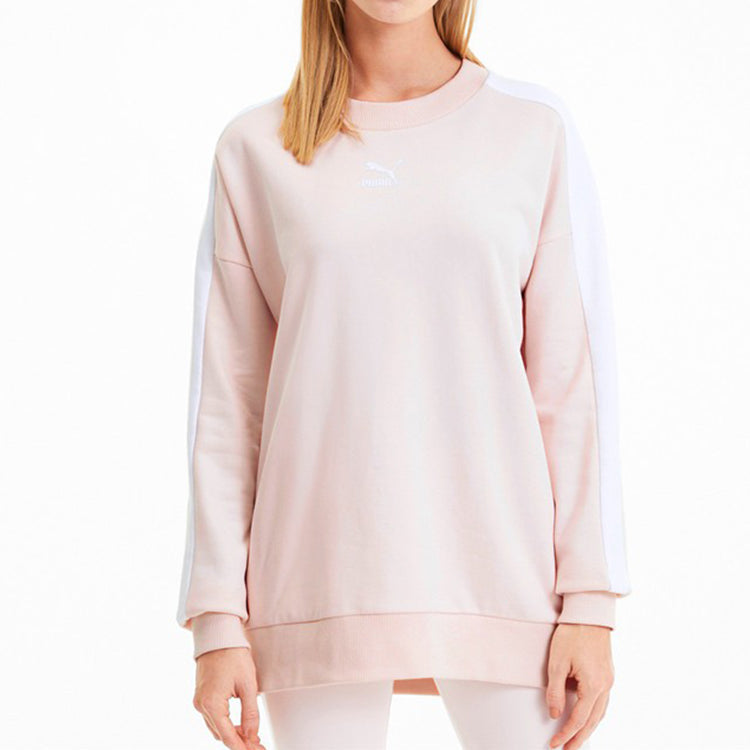 (WMNS) PUMA Casual Sports Colorblock Round Neck Pullover Pink Red 595932-17