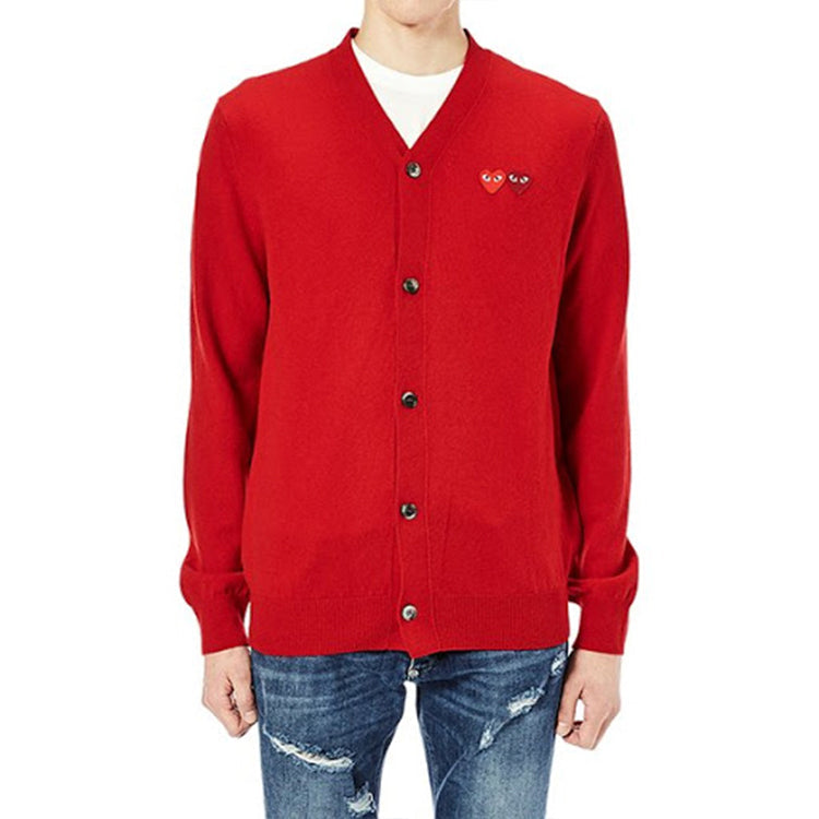 COMME des GARCONS PLAY Cardigan Double Emblem 'Red' AZ-N058-051-5