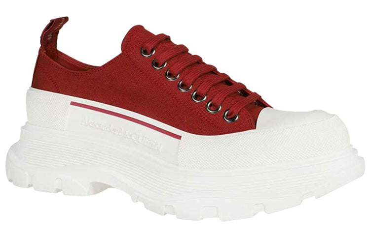 (WMNS) Alexander McQueen Tread Slick Low Lace Up 'Dark Red White' 611705W4MV25115