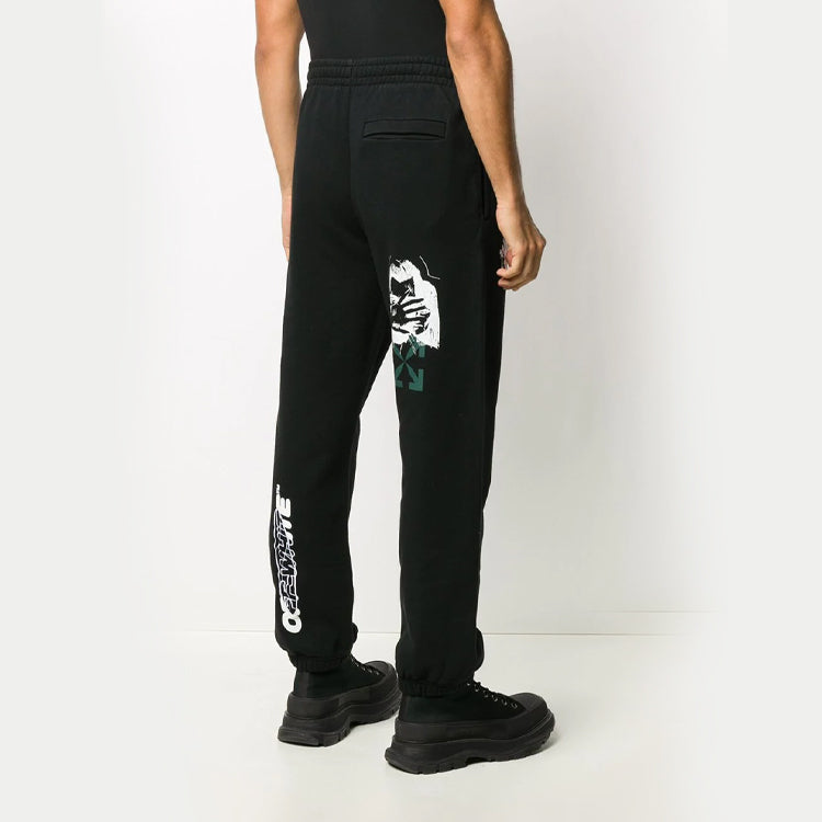 Off-White FW20 Hand Workers LogoPrinting Trousers Men Black OMCH029E20FLE0021001