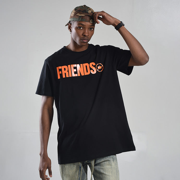 VLONE x Fragment Design Crossover Flash Large Logo Short Sleeve Couple Style Black VLTE17FW005