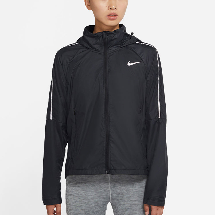 (WMNS) Nike Shield Running Breathable Windproof Sports Black Jacket CU3386-010