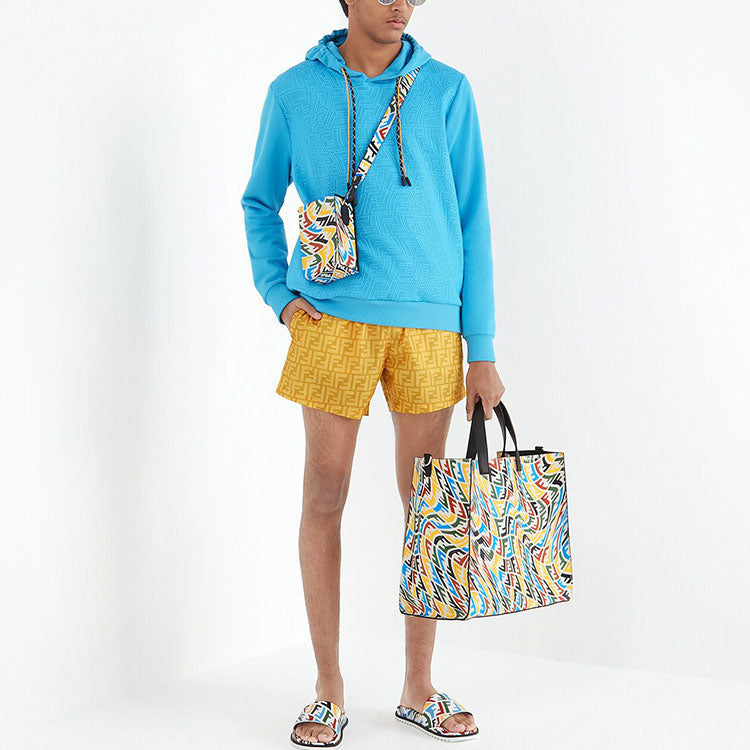 Men's FENDI FW21 Drawstring Hood Long Sleeves Knit Sports Light Blue FY1043AGACF1DO8