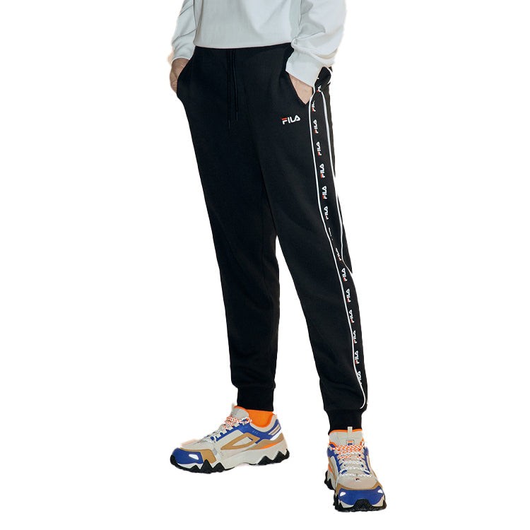 Fila Logo Knit Casual Sports Bundle Feet Long Pants Black T11M032606F-BK