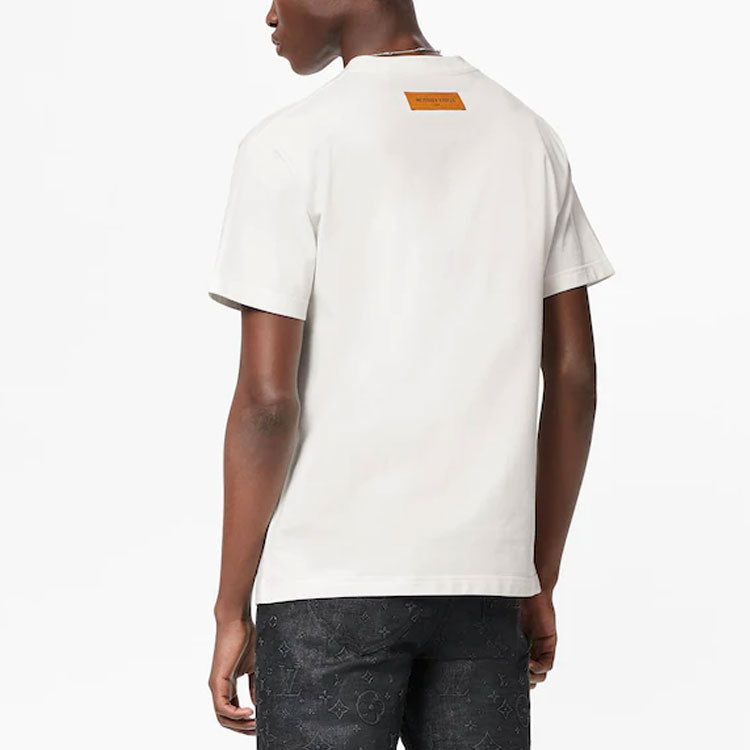 Men's LOUIS VUITTON Embossing Short Sleeve White T-Shirt 1A8XFQ