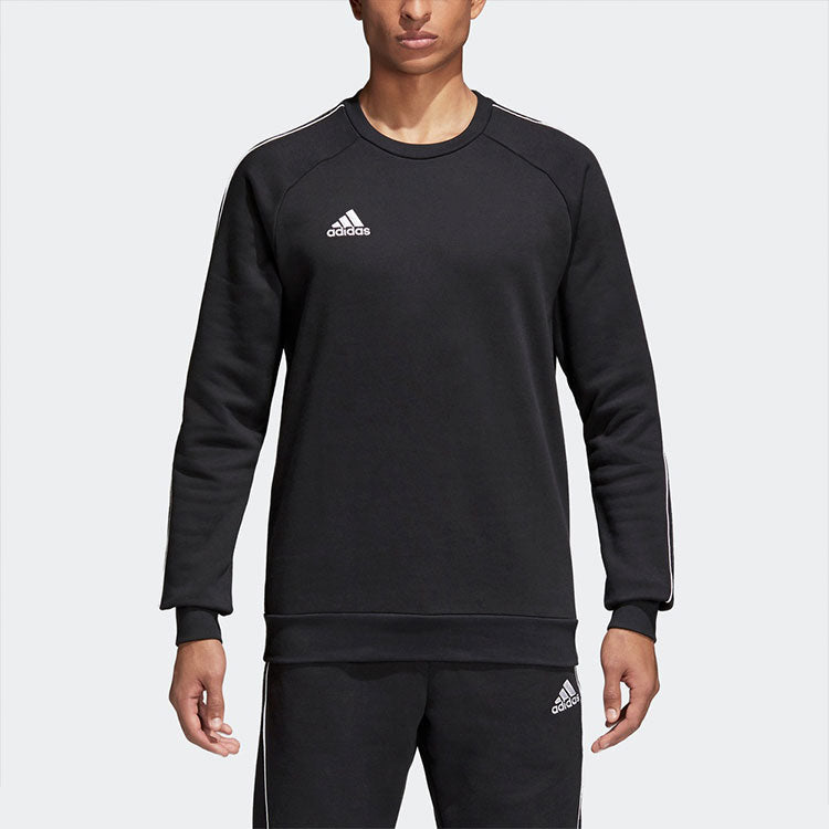 Men's adidas Solid Color Logo Printing Round Neck Pullover Long Sleeves Black CE9064