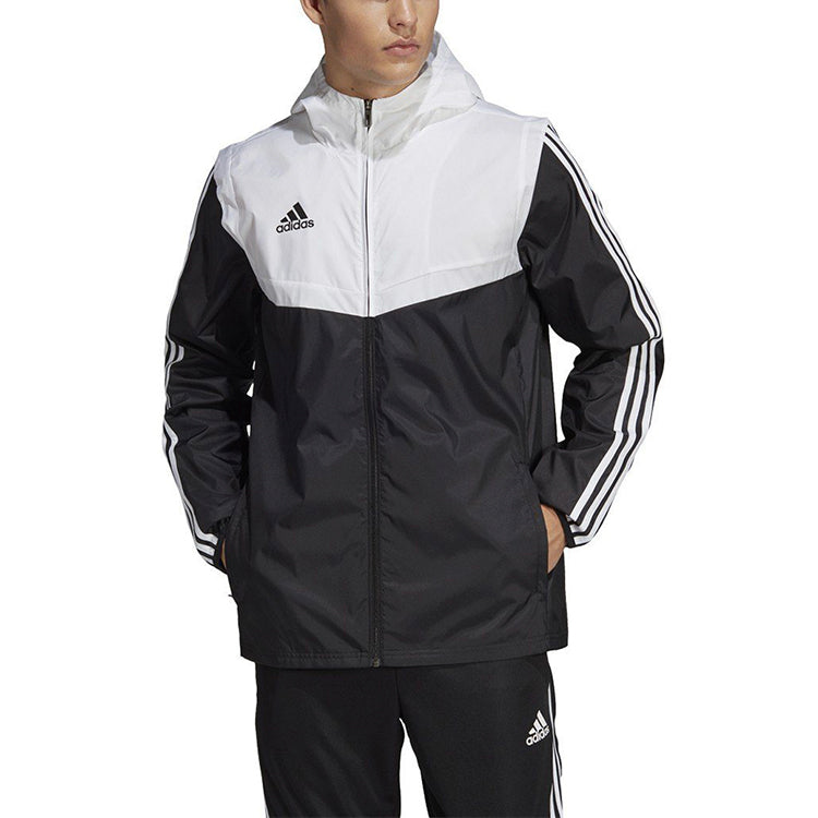 adidas logo Printing Soccer/Football Stand Collar Casual Sports Jacket Black White DY0096