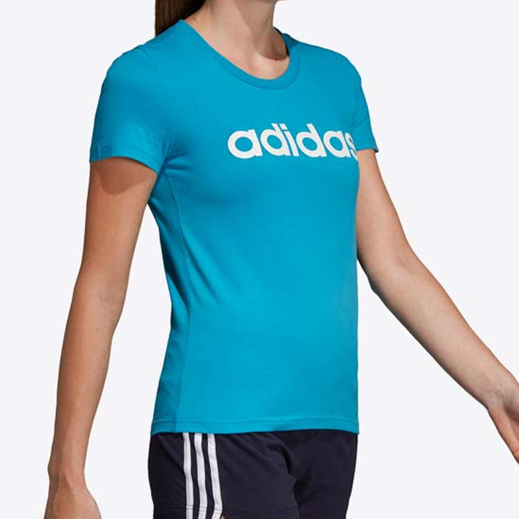 (WMNS) adidas Alphabet logo Printing Short Sleeve Blue DU0630