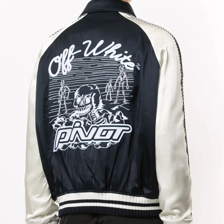 Off-White Double Sided Back Embroidered Jacket Navy Blue OMEH015E20FAB0014510
