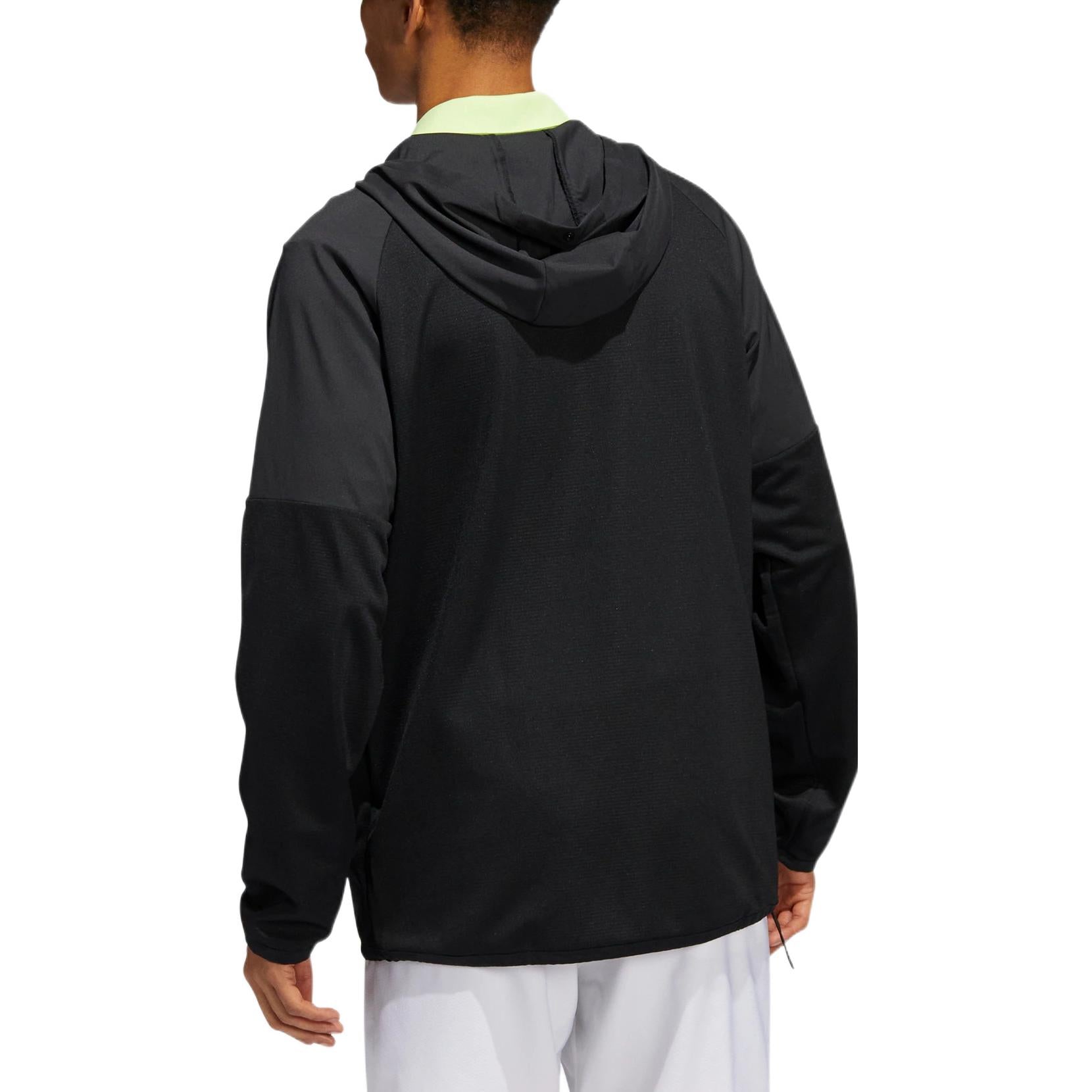 Men's adidas Sport Anorak Logo Printing Zipper Pullover Hooded Jacket Black HA9141