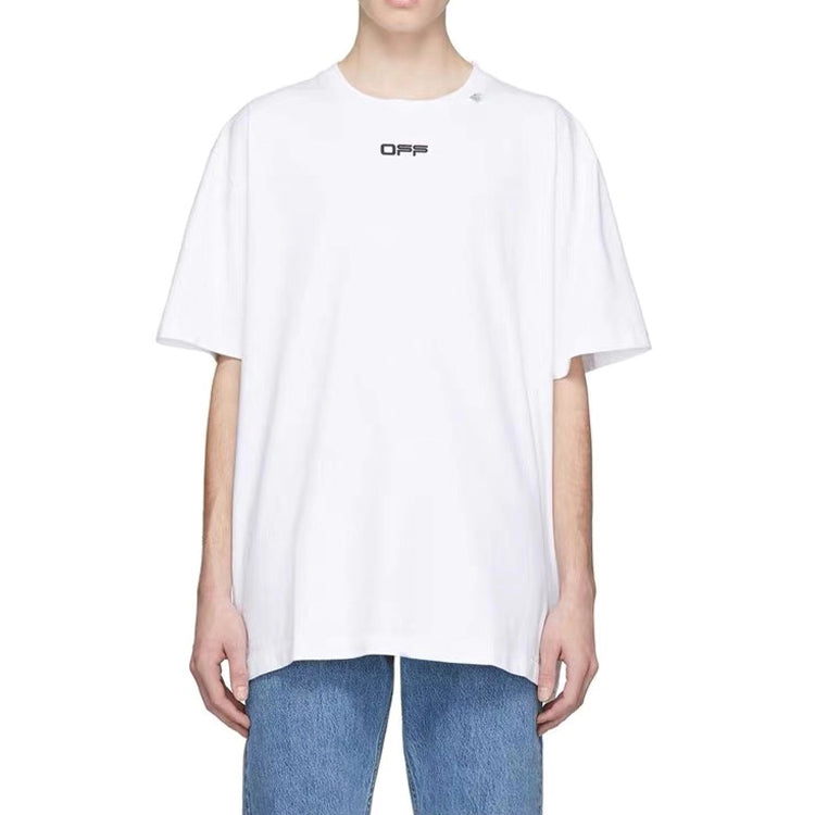 Off-White Wavy Line Logo Basic Alphabet Slogan Short Sleeve Ordinary Version White OMAA027R201850040110