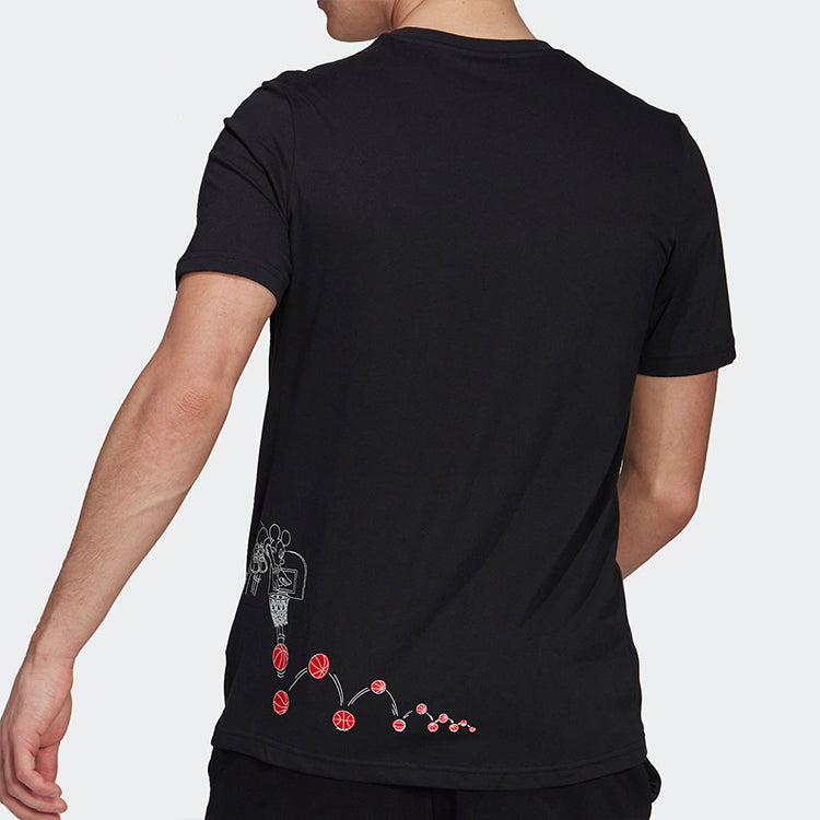 adidas Logo Alphabet Printing Round Neck Short Sleeve Black GL3221