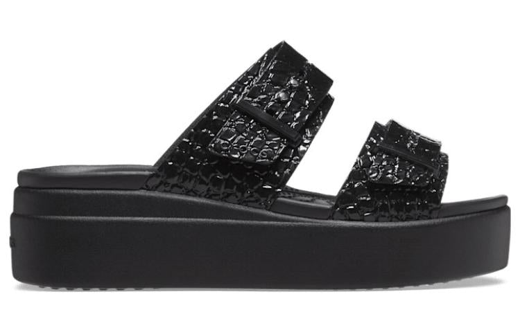 (WMNS) Crocs Brooklyn Croco Shine Buckle 'Black' 209361