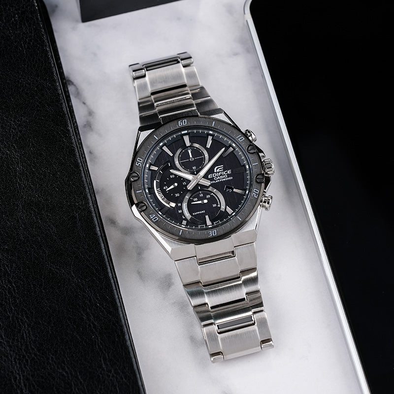 CASIO Waterproof EDIFICE Sapphire Crystal Solar Powered Mens Silver Analog EFS-S560YDB-1APRD