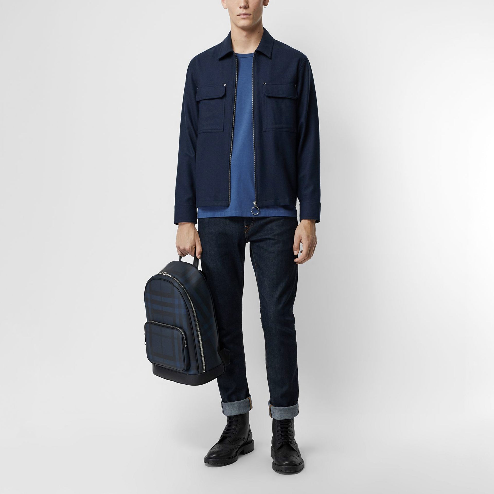 Men's Burberry SS21 Embroidered Short Sleeve Pullover Blue 80049781