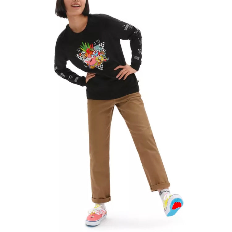 (WMNS) Vans x SPONGEBOB SQUAREPANTS Printing Round-neck Sweateshirt Black VN0A5I3FYZS