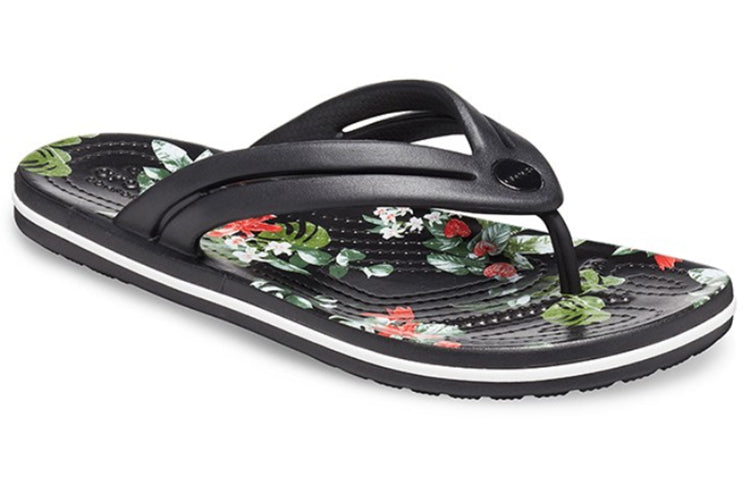 (WMNS) Crocs Crocband Flowers Flip-Flops Black 206101-0FF