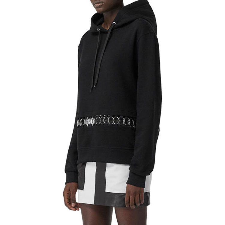 (WMNS) Burberry Metallic Adornment Hoodie Black 80206261