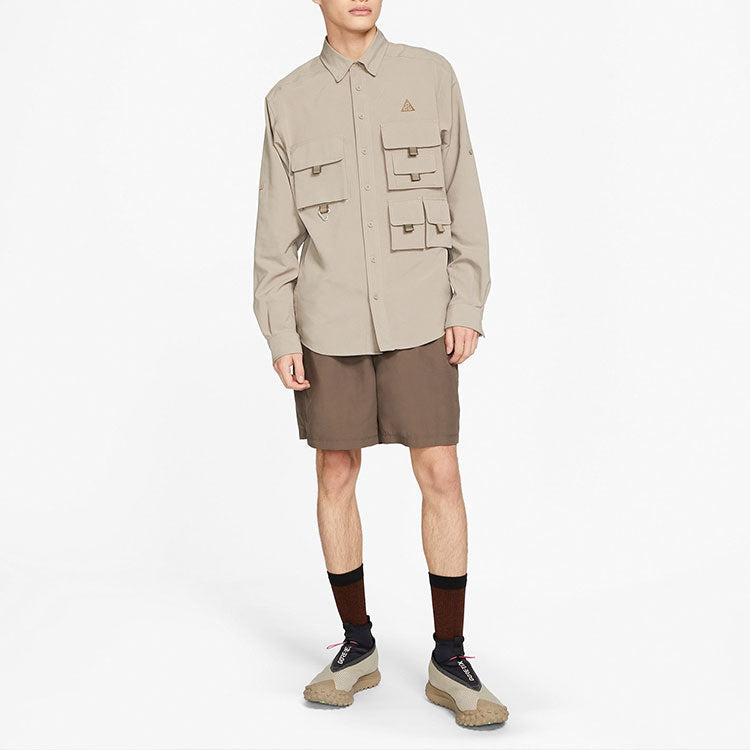 Men's Nike ACG Dri-FIT ADV UV Devastation Trail Sports Functional Waterproof Pocket Long Sleeves Autumn Khaki Jacket DB1014-087