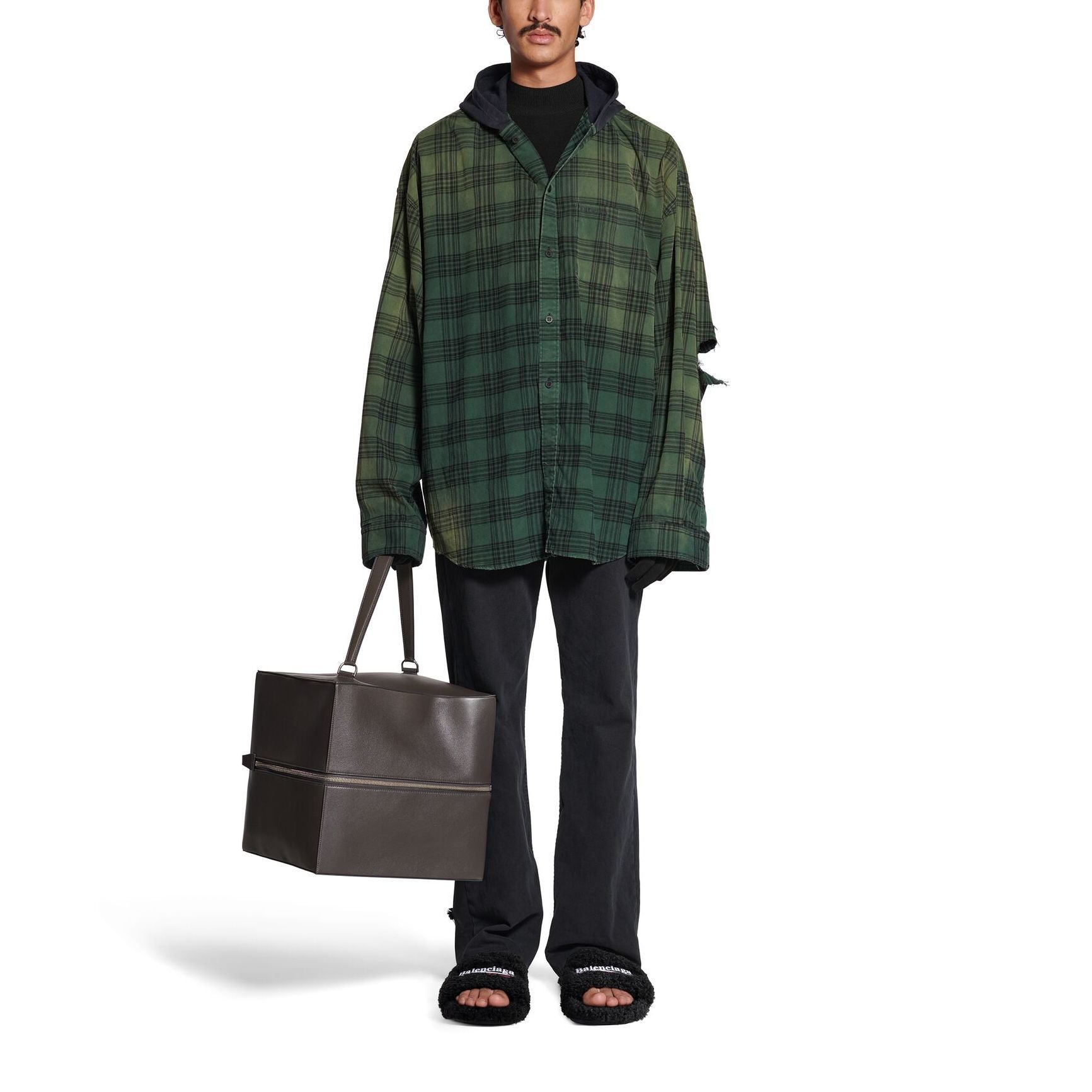 Balenciaga Oversized Hooded Shirt 'Green' 746369TOM213328