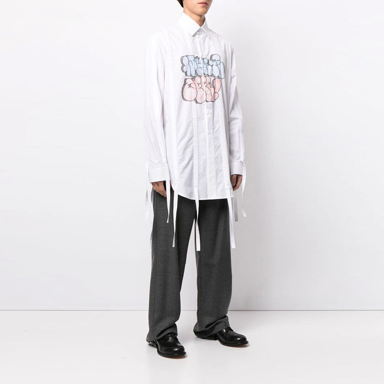 Off-White SS21 Graffiti Logo Printing Long Sleeves Shirt White OMGA144R21FAB0010141