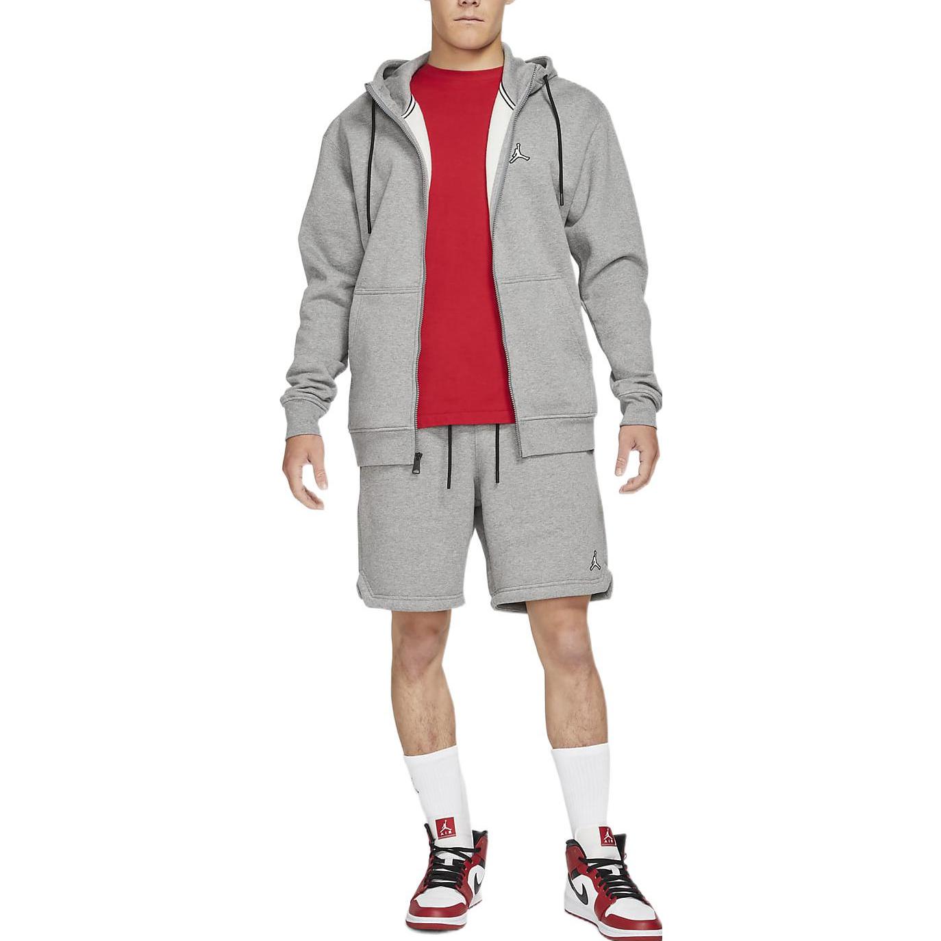 Men's Air Jordan Solid Color Drawstring Fleece Straight Casual Gray Shorts DA9827-091