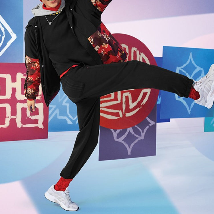 Men's adidas neo Cny Swt Limited Funny Pattern Sports Round Neck Pullover Black HM7487