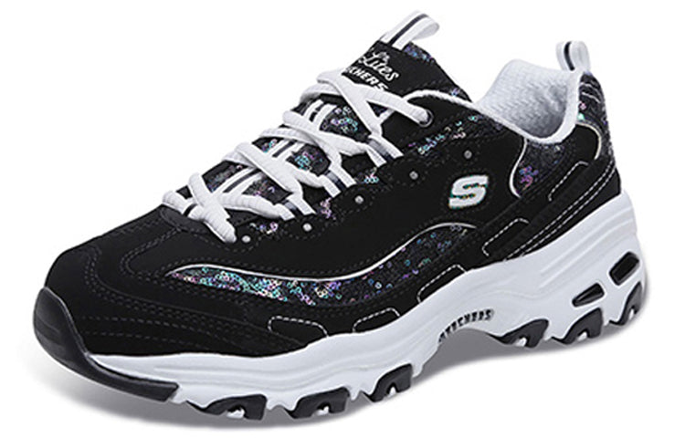 (WMNS) Skechers D'Lites Low-Top Sneakers Black/White 11916-BKW