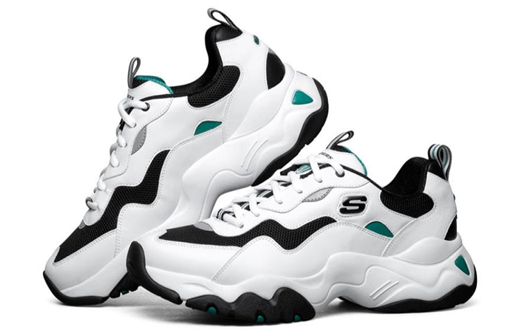 Skechers D'lites 3.0 Running Shoes White/Black/Green 888004-WGRN