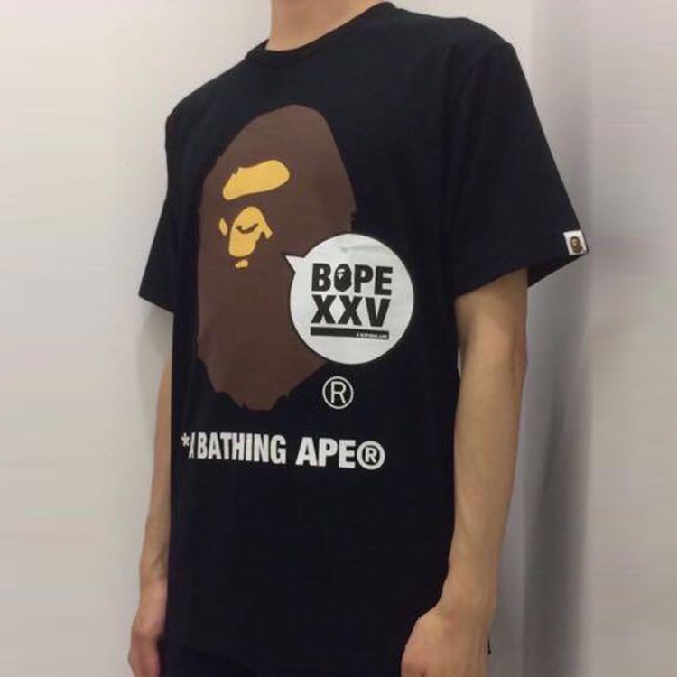 BAPE XXV Ape Head Tee Black 25 Anniversary limited Large Short Sleeve Unisex BAPE-SS18-057