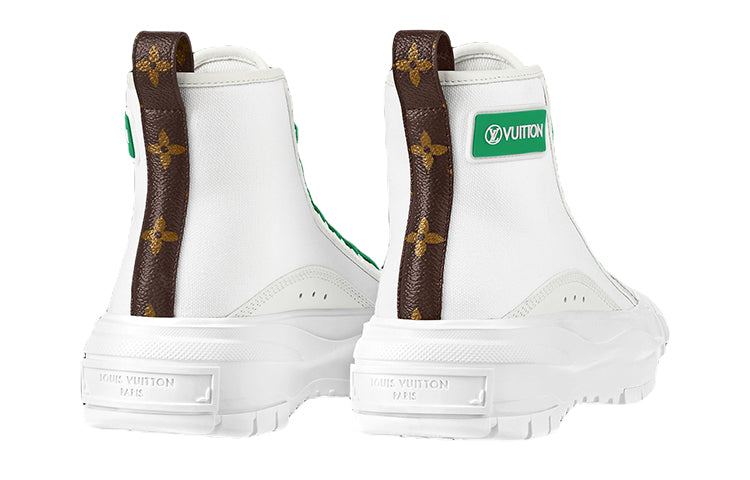 (WMNS) LOUIS VUITTON Square Suede Ankle Boots 'White Green' 1A940T