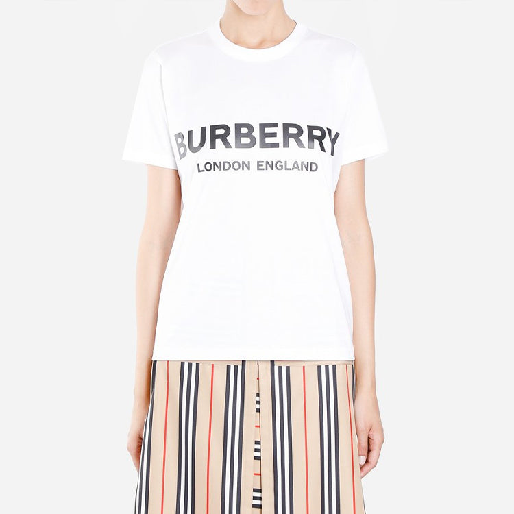 Burberry Letter Logo Round Collar Female White 80088941