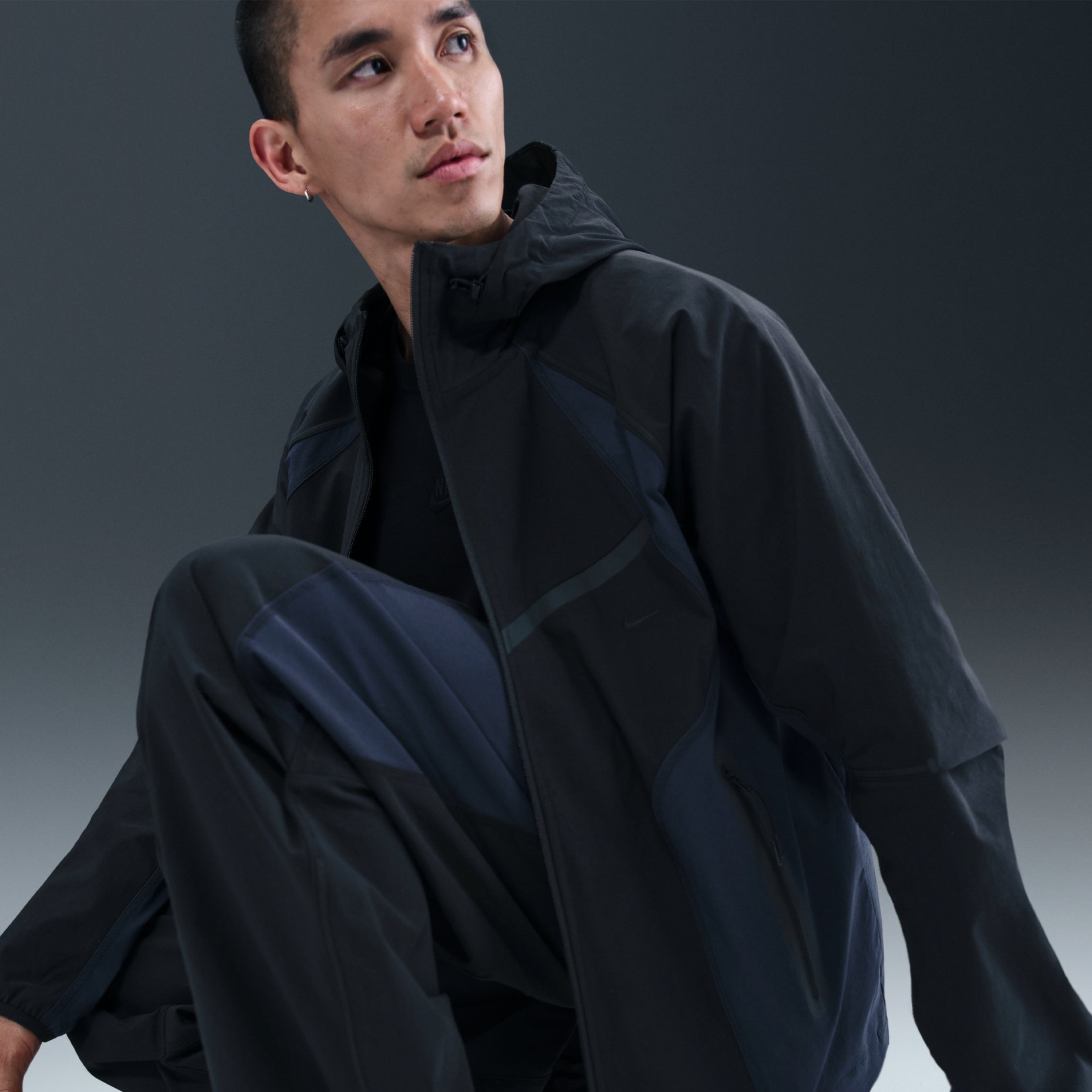 Nike Tech Woven Color-Block Loose Jacket 'Black Obsidian' IH8462-010