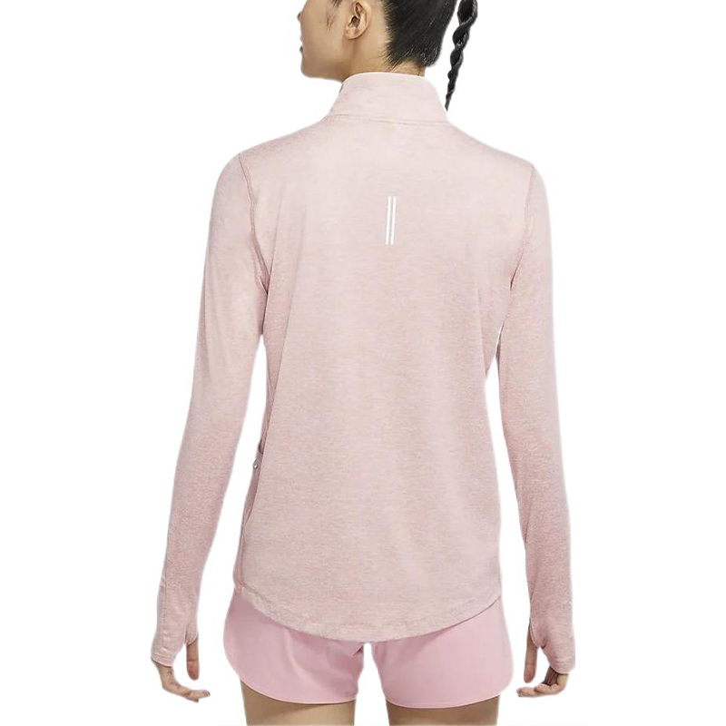 (WMNS) Nike Element Solid Color Half Zipper Thumb Buckle Sports Training Pink Gym Clothes CU3221-601