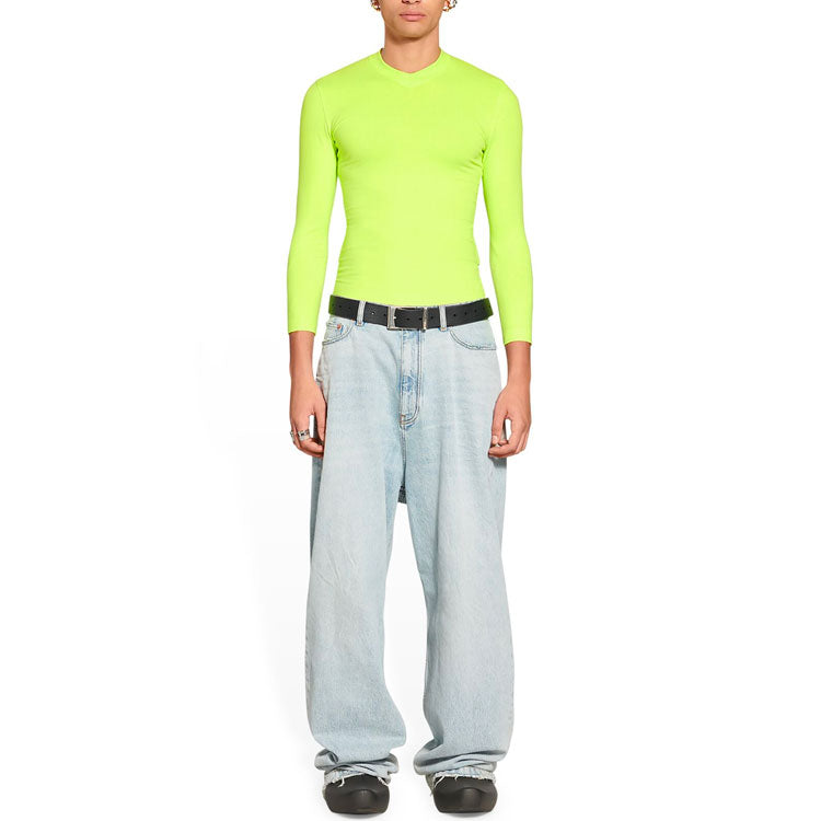 Balenciaga Crewneck Long Sleeve Top 'Fluo Yellow' 704103TMVB77204