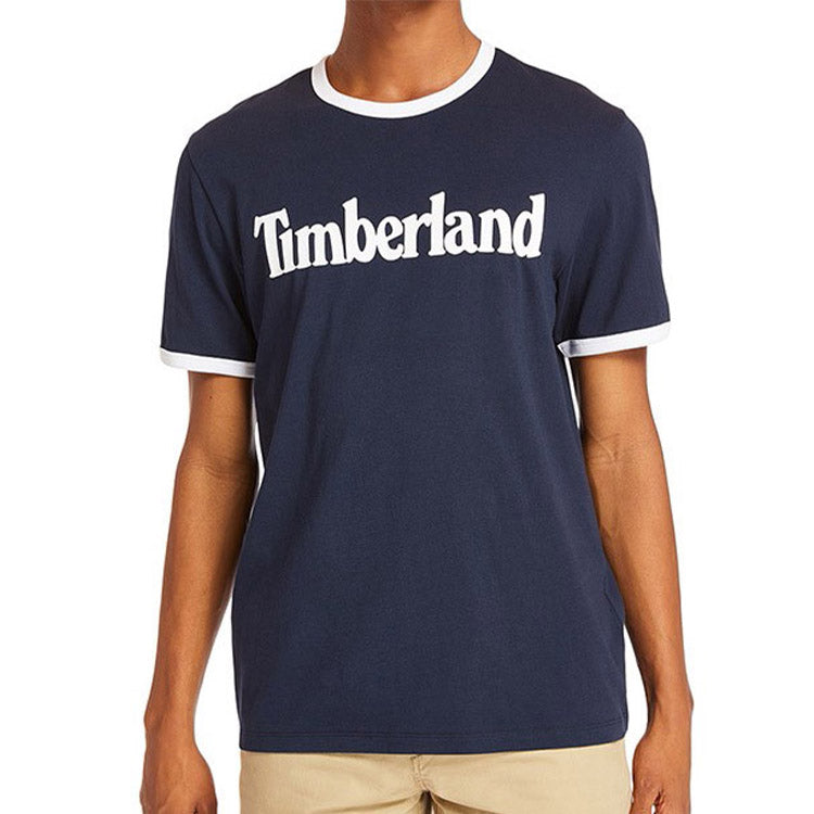 Men's Timberland Casual Round Neck Printing Short Sleeve Blue A2B86433