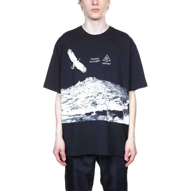 Off-White Climbing new Heights print Printing Men Loose Black OMAA038S201850161001