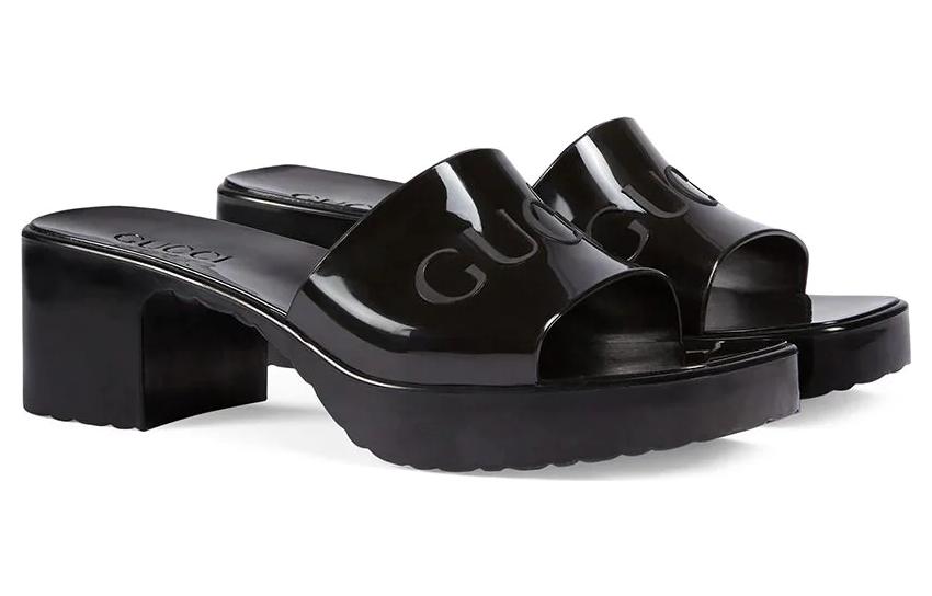 (WMNS) Gucci Rubber Slide Shoe Black 624730-J8700-1000