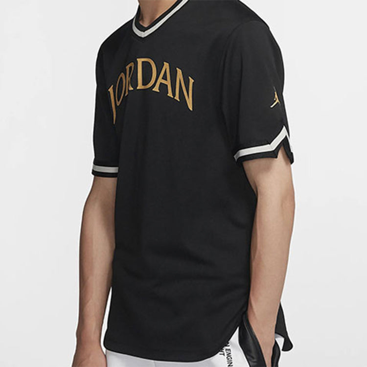 Air Jordan Alphabet Logo Basketball Sports Short Sleeve Black AV0183-010